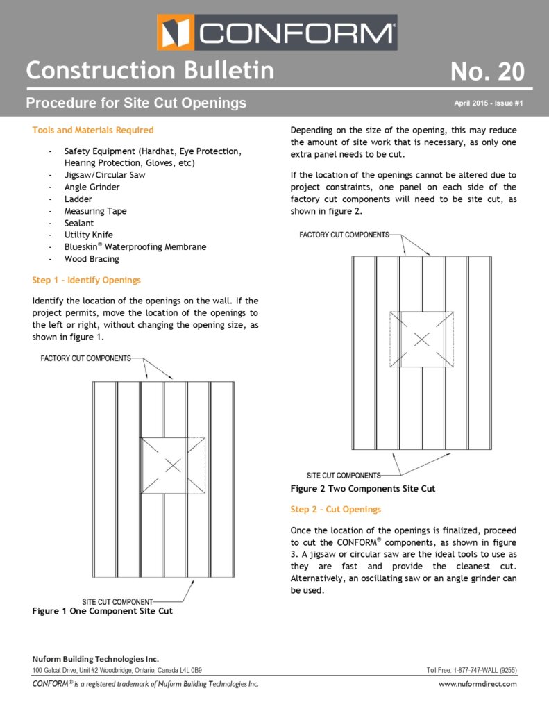 Site Cut Openings Procedure