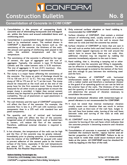 Consolidation of Concrete in CONFORM® Forms