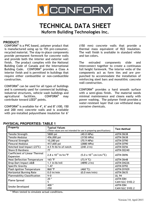 CONFORM® Technical Data (v3.0)